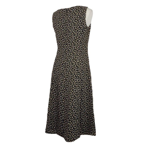Vintage Julian Taylor Black Floral Sleeveless Lined Midi Dress Size 10P - Picture 4 of 7